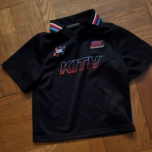 Kith Black Short Sleeve Logo Polo with Red Accent